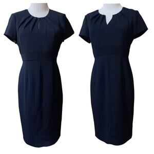 ADRIANNA PAPELL Dress 6P Petite‎ Blue Pleats Classic Dressy Career Office Event